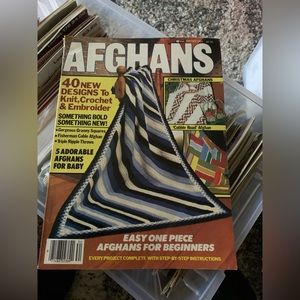 Afghans winter 1983  knitting crochet embroidery pattern 40 designs